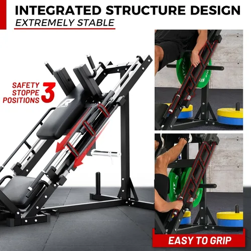 Miniatura 5 de RitFit Máquina de sentadillas para prensa de piernas, máquina profesional de prensa de piernas ajustable para gimnasio en casa con rodamiento