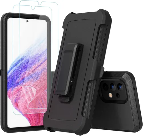 Miniatura 2 de Funda compatible con Samsung Galaxy A53 5G, con clip para cinturón, resistente, a prueba de golpes, protección de cuerpo completo, con función atril
