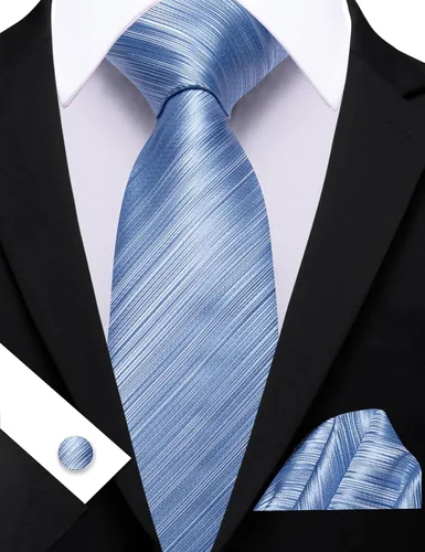 Miniatura 33 de Barry.Wang Juego de corbatas para hombre, corbata de seda a rayas, tejido a cuadros, gemelos formales, negocios, boda