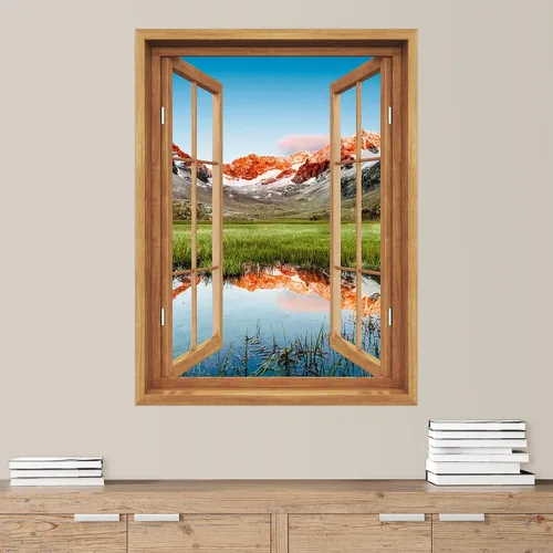 Miniatura 33 de SIGNWIN Adhesivo de pared removible/mural de pared para ventana, vegetación exuberante y árboles iluminados por el sol, fotografía, realismo
