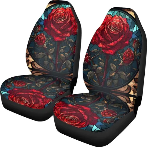 Miniatura 32 de Funda de asiento de automóvil con margaritas bohemias, diseño hippy arcoíris, margarita, flores, antideslizante, SUV, sedán, furgoneta, protector