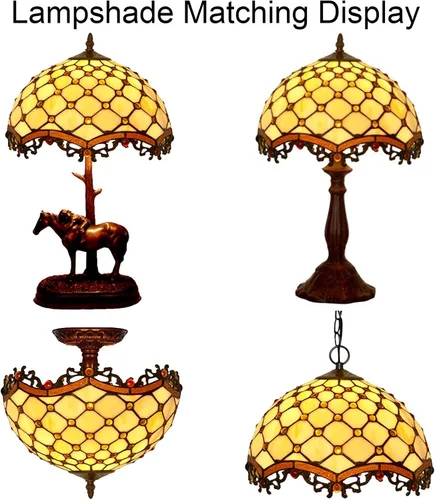 Miniatura 6 de Tiffany - Pantalla de repuesto para lámpara de cristal, accesorios para lámparas de mesa, lámpara de pie, lámpara de techo, lámpara colgante