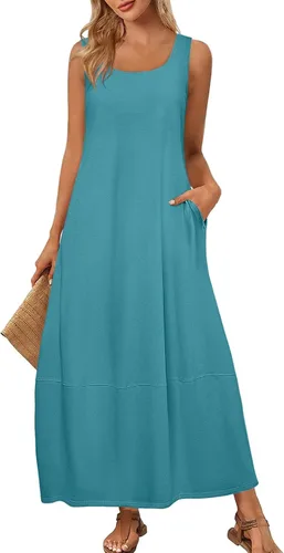Miniatura 32 de Vestidos de iglesia para mujer 2025, casual, holgado, sin mangas, largo, fluido, vestido de verano con bolsillos