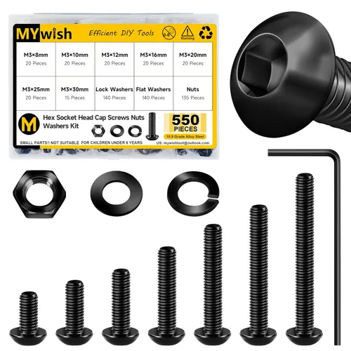 Miniatura 17 de Mywish Kit surtido de 380 tuercas y tornillos M4, 304 tornillos métricos, tornillos métricos, tornillos métricos, arandelas de bloqueo plano y SIiver