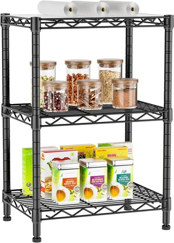 Golpart Estantes de almacenamiento ajustables de 3 niveles, estante de metal resistente, estantería de alambre, estante organizador para el hogar,