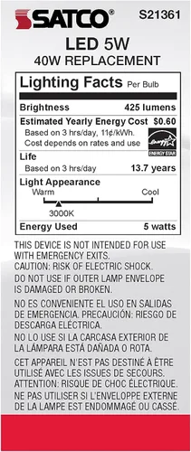 Miniatura 9 de Satco S21361 5ST19/CL/LED/930/E26-Paquete de 6