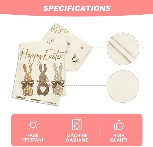 Miniatura 5 de Artoid Mode Camino de mesa de Pascua con diseño de conejo, zanahorias, conejo, feliz Pascua, primavera, verano, vacaciones, cocina, comedor
