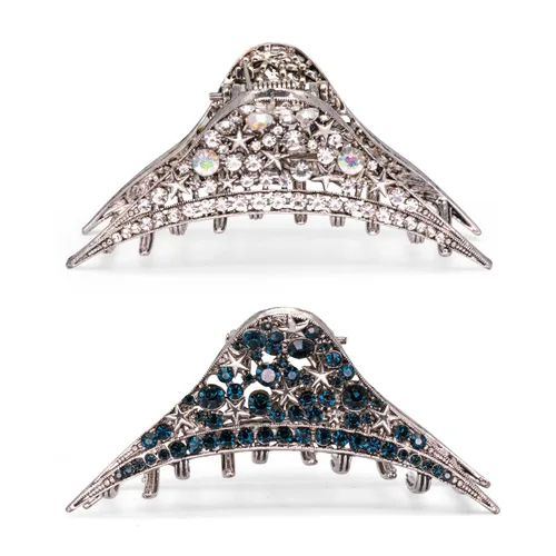 Pinzas de metal para el cabello para mujeres y niñas, estilo retro ligero con diamantes de imitación brillantes con diamantes de imitación de