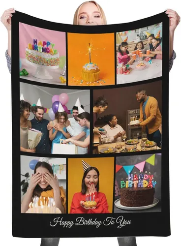 Miniatura 22 de Regalos de cumpleaños personalizados, manta personalizada con mis propias fotos para mujeres, hombres, mamá, papá