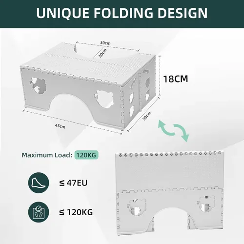 Miniatura 5 de Taburete de inodoro plegable, taburete de baño saludable de 7 pulgadas con pies antideslizantes, un buen ayudante para aliviar eficazmente
