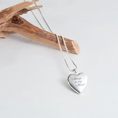 Miniatura 4 de PicturesOnGold Personalized Always in My Heart Silver Or Gold Heart Locket Pendant Necklace