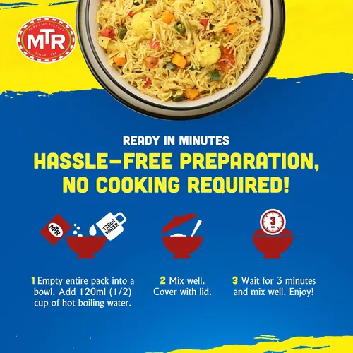Miniatura 4 de MTR Seviyan Vermicelli Upma de 3 minutos - Mezcla lista para cocinar, auténtica comida india en solo 3 minutos, 100% vegetariana, sin conservantes