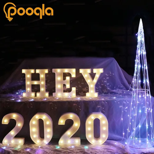 Miniatura 6 de Pooqla - Anuncio de letras del alfabeto con luces LED para decoración de bodas, cumpleaños, fiestas, Navidad, hogar, bar