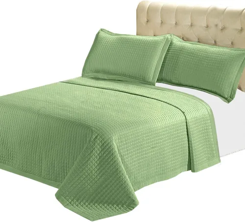Miniatura 13 de sheetsnthings Juego de colcha acolchada de lujo, 3 piezas de microfibra sin arrugas, cómoda colcha con fundas de almohada a juego (tamaño King, gris)