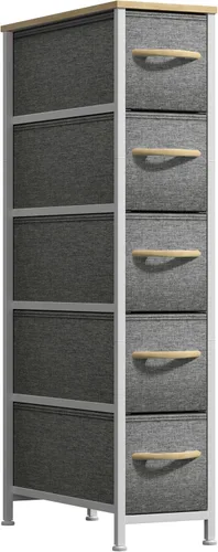 Miniatura 12 de Sorbus Cómoda Estrecha para Niños con 4 Cajones - Cajonera de Almacenamiento Vertical Delgada con Marco de Acero, Superficie de Madera y Tinte pastel