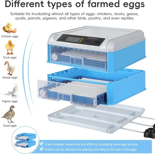 Miniatura 4 de Incubadora de huevos de 120 huevos, criadora automática grande de huevos con girador automático y control de temperatura, incubadora de aves