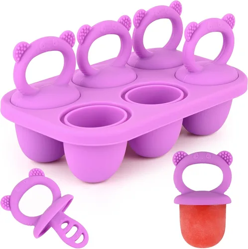 Miniatura 11 de Sakolla Moldes de silicona para paletas de bebé con 6 cavidades, moldes para paletas de leche materna para aliviar la dentición, molde de paletas