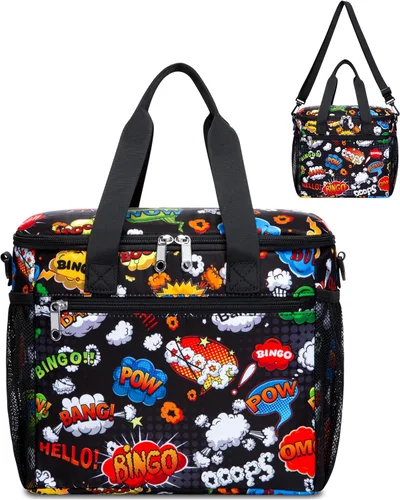 Miniatura 7 de Bolsa de Bingo para Marcadores, Rotuladores, Punteros con Bolsillos para Utensilios de Bingo (Negro/Verde)
