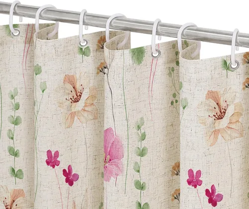 Miniatura 13 de Gibelle Cortina de ducha con estampado floral de acuarela, cortina de ducha retro naranja azul marino para baño, juego de cortina de ducha moderna