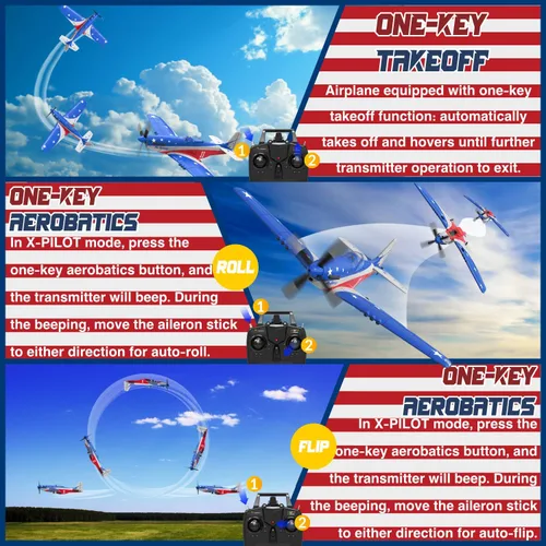 Miniatura 3 de LEAMBE Avión RC de 4 Canales con Control Remoto con 3 Modos - Avión RC P51 Listo para Volar Mejorado para Principiantes Adultos con Sistema