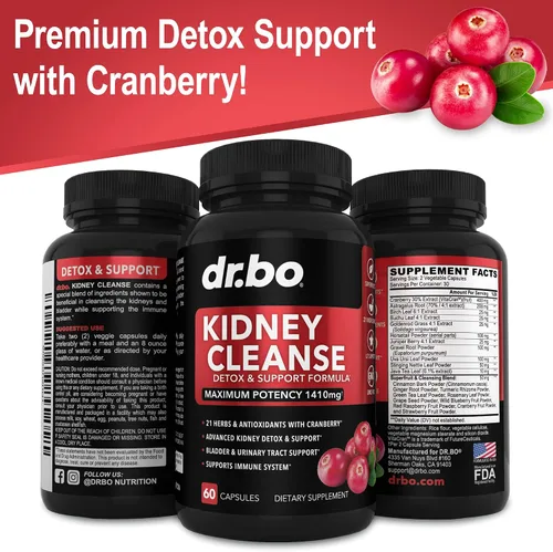 Miniatura 8 de DR. BO Kidney Cleanse Detox y carbón activado – Extracto natural de arándano y Uva Ursi para apoyar la salud de los riñones, la vejiga y el tracto