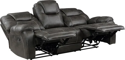 Miniatura 7 de Lexicon Juego de muebles de sala de estar de 2 piezas, juego de sofá reclinable manual de microfibra pulida con reposabrazos superior de almohada