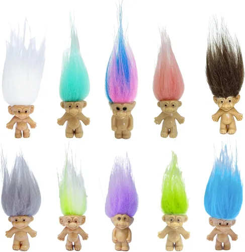 Miniatura 8 de Mini Muñecos Troll, Mini Figuras de Acción de Muñecos Troll Vintage de PVC, Toppers para Pasteles, Cromáticos, Adorables Pequeñitos Lindos