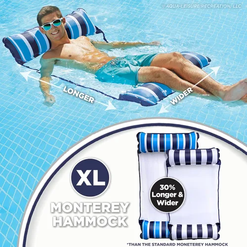 Miniatura 3 de Aqua - Original Monterey XL - Flotador de alberca y hamaca 4 en 1, inflable, multiusos, para adultos, de material patentado de cloruro de polivinilo