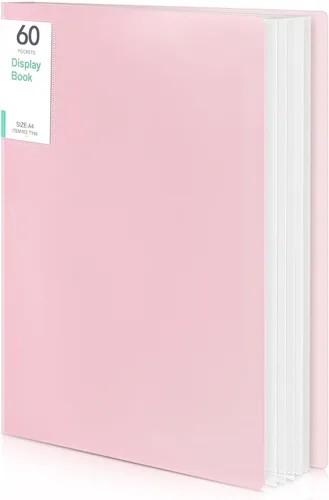 Miniatura 13 de Organizador de carpeta portafolio de 60 bolsillos Phyxin, protectores de hojas para carpeta de 8.5" x 11", carpeta de plástico que muestra 120 Blanco