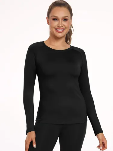 Miniatura 37 de CADMUS Paquete de 1 o 3 camisetas de entrenamiento de manga larga para mujer, camiseta de compresión de ajuste seco para correr