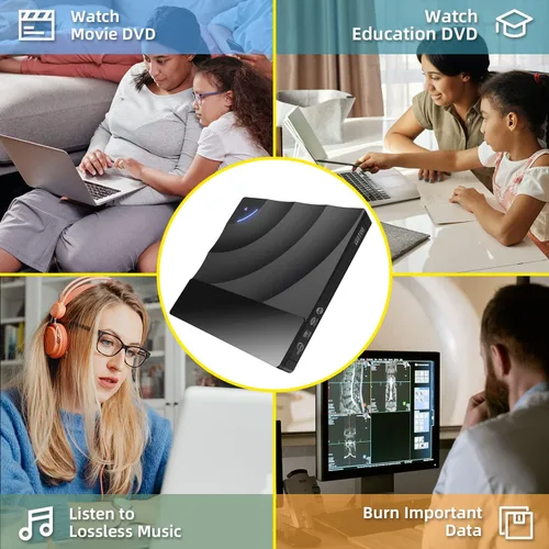 Miniatura 3 de YOTUO Unidad externa de CD/DVD, USB 3.0 portátil y USB-C CD RW, reproductor de DVD, quemador de DVD para laptop, escritorio, compatible con Windows