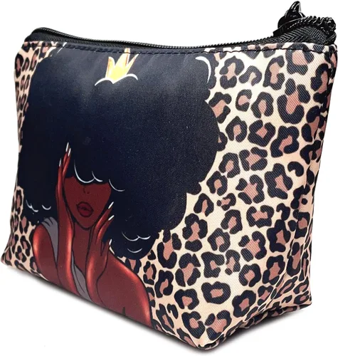 Miniatura 5 de Bolsa de maquillaje Melanin para mujer, bolsa de cosméticos impresa portátil, bolsa de aseo de viaje, bolsa organizadora de maquillaje para mujeres
