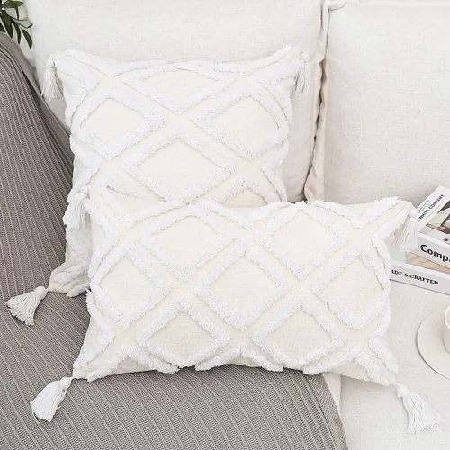 Miniatura 3 de PLWORLD - Funda de almohada con diseño boho de diamantes (1 unidad)