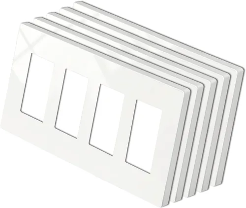 Miniatura 12 de Paquete de 50 placas BESTTEN de pared sin tornillos de 1 banda, USWP4 brillante blanco roto, cubierta de salida de decorador, placa frontal