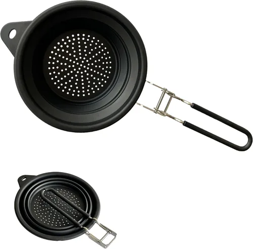 Colador plegable de silicona con asa, colador de silicona para ahorrar espacio en la cocina del hogar/RV, drenaje de alimentos, verduras, frutas