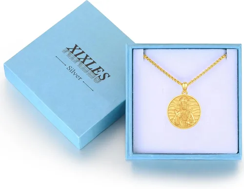 Miniatura 325 de Collar con colgante de plata de ley 925 con medalla de San Patrón, joyería religiosa para hombres y mujeres, con cadena de acero inoxidable 316L
