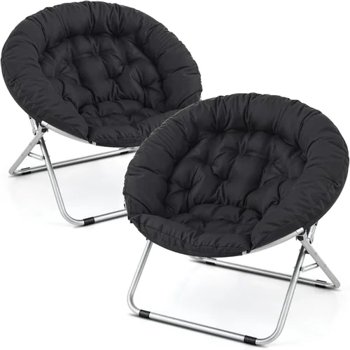 Miniatura 50 de Cómoda silla con platillo, silla de sala de estar, silla plegable acolchada suave de piel sintética, cómoda silla cuadrada de luna para sala