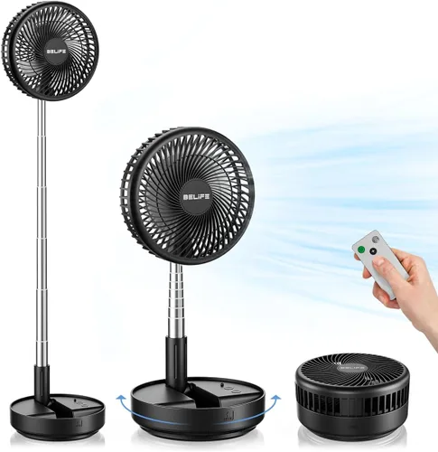 Miniatura 10 de Belife X8-Lite - Ventilador portátil, recargable con batería de 7200 mAh, ventilador de piso de escritorio USB con control remoto, ventilador Negro
