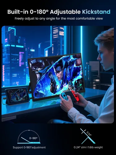 Miniatura 5 de UPERFECT Monitor portátil 4K 120HZ QLED de 17.3 pulgadas Monitor de juegos de 0.1 ms, 500 Nits 3840 * 2160 UHD 100% DCI-P3 USB-C y HDMI