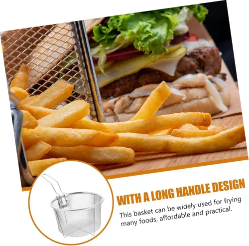 Miniatura 9 de UPKOCH Cesta de alambre extra grande para freír olla de acero inoxidable para freidora de aire