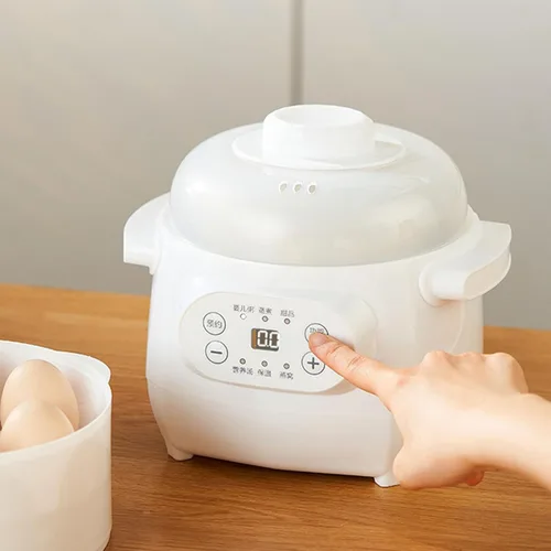 Miniatura 7 de Olla eléctrica para estofado de 1 litro, 200 W, revestimiento de cerámica, versátil olla caliente con reserva de temporizador, mantenimiento cálido