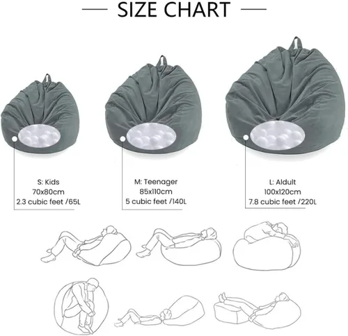 Miniatura 3 de Lukery Puf para adultos (sin relleno), funda de puf de color sólido, puf de pana, cómodo puf perezoso, almacenamiento de animales de peluche