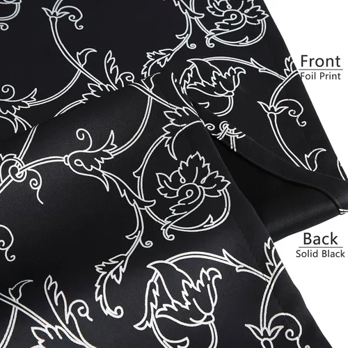 Miniatura 6 de Enactex Cortinas 100% opacas de 84 pulgadas de largo para dormitorio, cortinas con patrón floral plateado para sala de estar, oscurecimiento