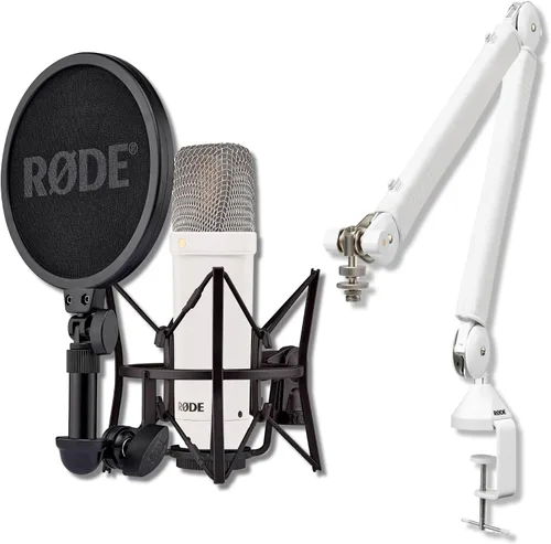 Miniatura 15 de Rode NT1 Signature - Paquete de micrófono condensador de diafragma grande negro con soporte de trípode MS7701B Euro Boom - Micrófono de estudio XLR