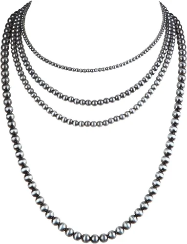 Miniatura 7 de Western Jewelry - Collar de perlas Navajo para mujer, hecho a mano, largo, bohemio, turquesa, collares en capas para vaqueras