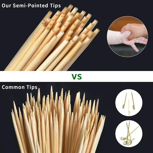 Miniatura 2 de Brochetas de bambú natural de 6 pulgadas, aptos para niños/verdaderos semipuntos, para frutas, kebab, aperitivo, fuente de chocolate, fondue