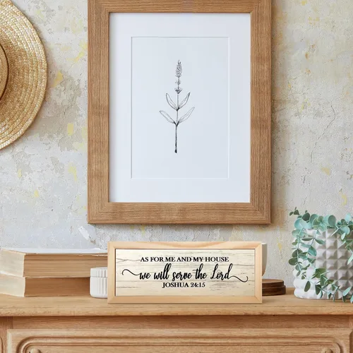 Miniatura 4 de Jetec Placas de pared de versículos bíblicos de granja, "En cuanto a mí y mi casa, serviremos al Señor" Placa de madera para decoración de pared