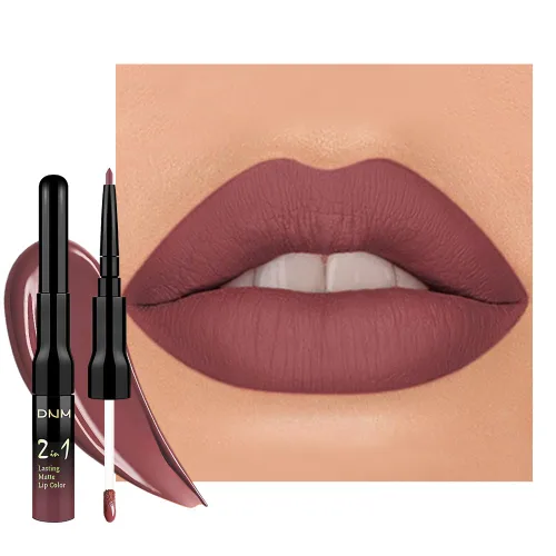 Miniatura 11 de 3 piezas 2 en 1 Set de delineador y lápiz labial líquido de color negro oscuro, púrpura y azul real para mujeres, tinte labial de larga duración, a