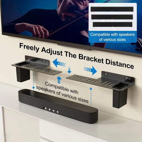 Miniatura 2 de BYMECOST Soporte de barra de sonido de acero resistente debajo del televisor con 2 cajas de almacenamiento, universal de 88 libras, apto para barras