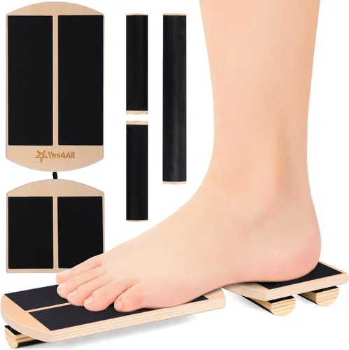 Miniatura 7 de Yes4All Tabla de equilibrio de madera profesional de 350 libras para entrenamiento de piernas, tabla basculante antideslizante, tabla oscilante